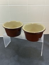MOIRA FARMHOUSE STONEWARE/ OVEN TO TABLE BROWN GLAZED RAMEKINS X  2. VGC.