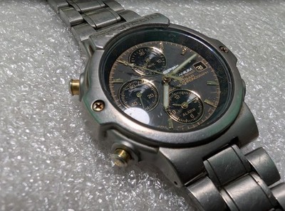 Seiko Alba Epsilon Y182-6A80 Titanium Chronograph Mens Watch 