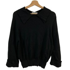 MARGARET HOWELL Wool Collared Knit Pullover Sweater, Size 2, Black Women USED