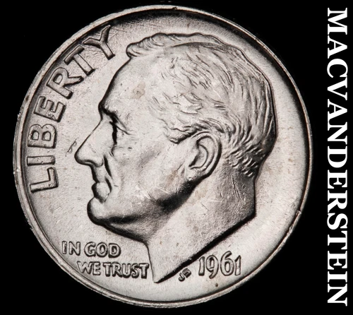 1961 Roosevelt Dime- Silver- Choice Gem Brilliant Uncirculated+++ #J2104