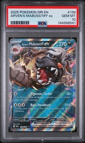 2025 Pokemon Dri En-Destined Rivals #139 Arven'S Mabosstiff Ex PSA 10