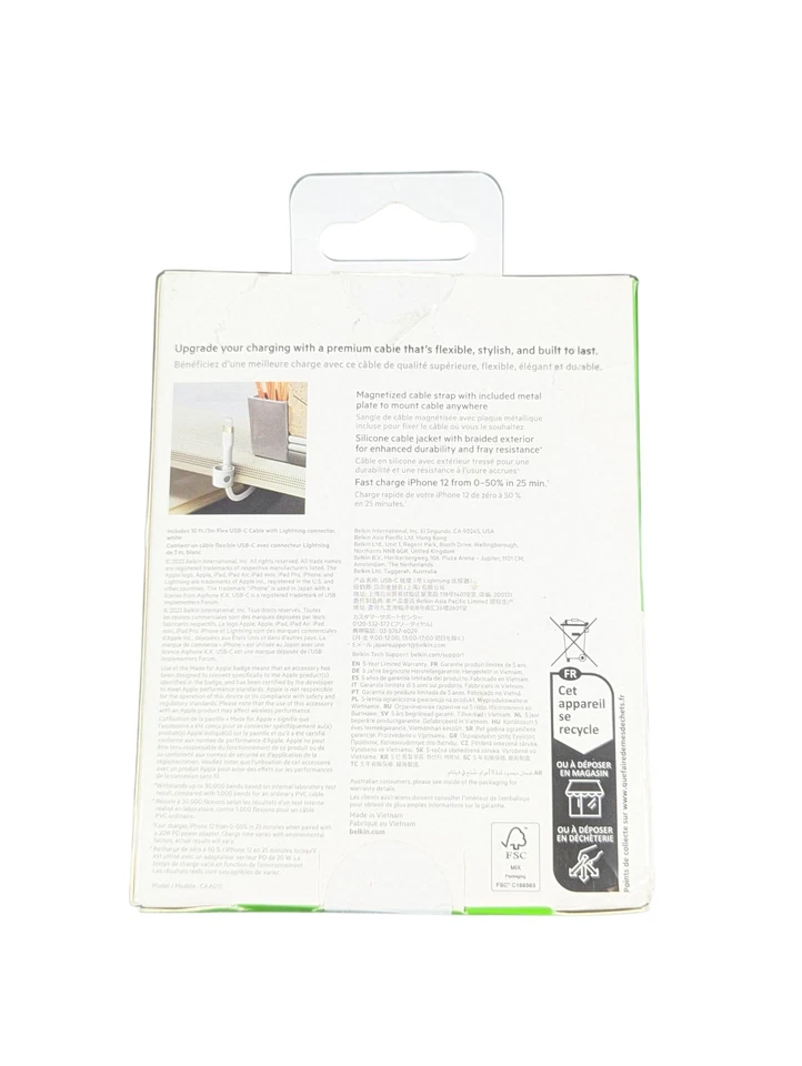 Aa3O Belkin BoostCharge Pro Flex USB-C Lightning Connector Cable + Strap Magnet - Image 2 of 2