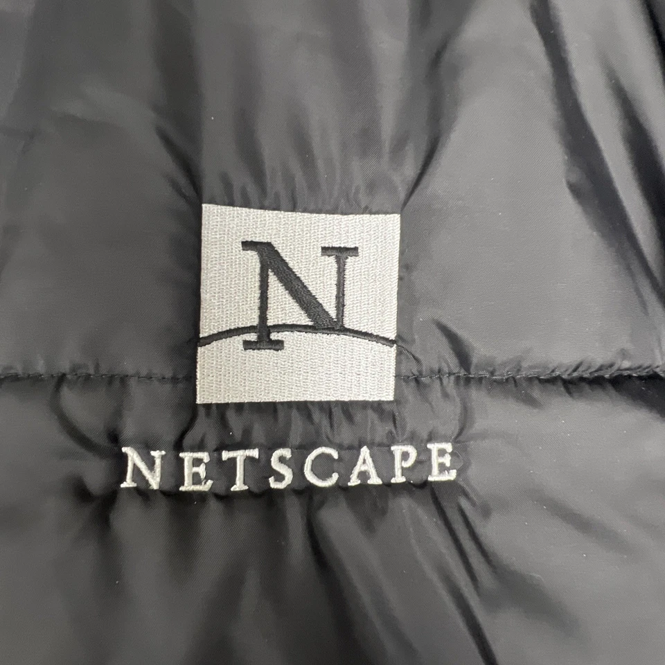 Vintage Netscape Jacket Black Puffer Full Zip Silver Lining Rare Size M 90’s Y2K - Image 3 of 4