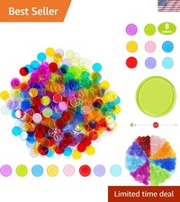 250 Transparent Bingo Chips - 8 Color Plastic Markers, 3/4" Diameter