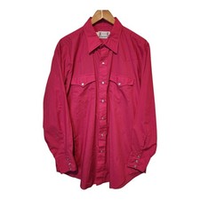 Vintage H Bar C Shirt Pearl Snap Western Button USA 17/34 XL Rodeo 70s 80s