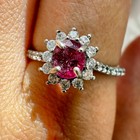 925 Sterling Silver Ring 5x4mm Pink Natural Tourmaline Gemstone Zircon Flower — photo 5