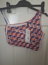 Womens Adidas X Farm Rio Gym Tank Top Size 12 Medium Blue Red