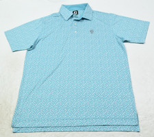 FootJoy Floral Polo Shirt Mens Large Blue Short Sleeve Classic Stretch Golf