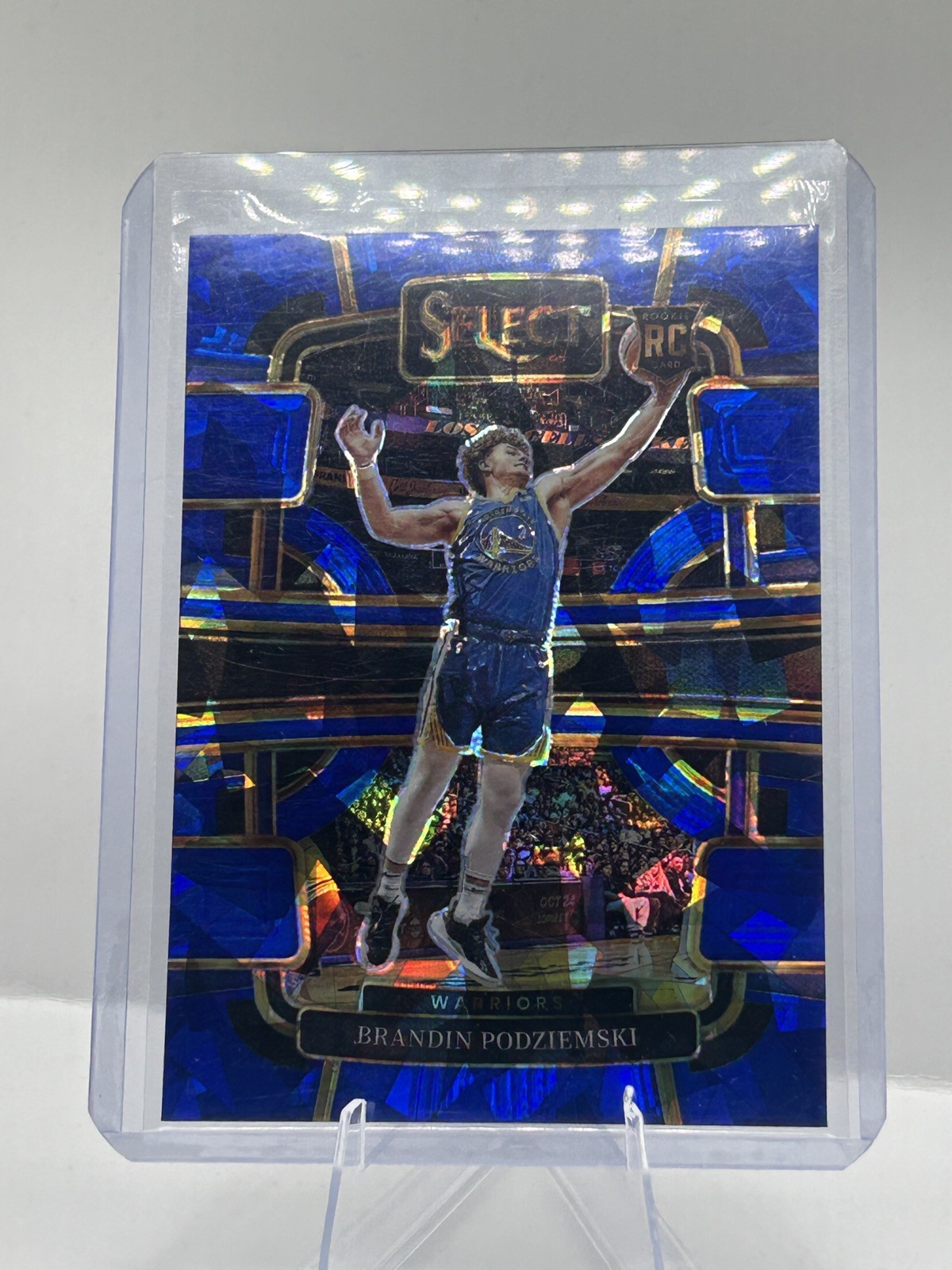 2023-24 Panini Select Blue Cracked Ice Prizms #93 Brandin Podziemski RC Warriors