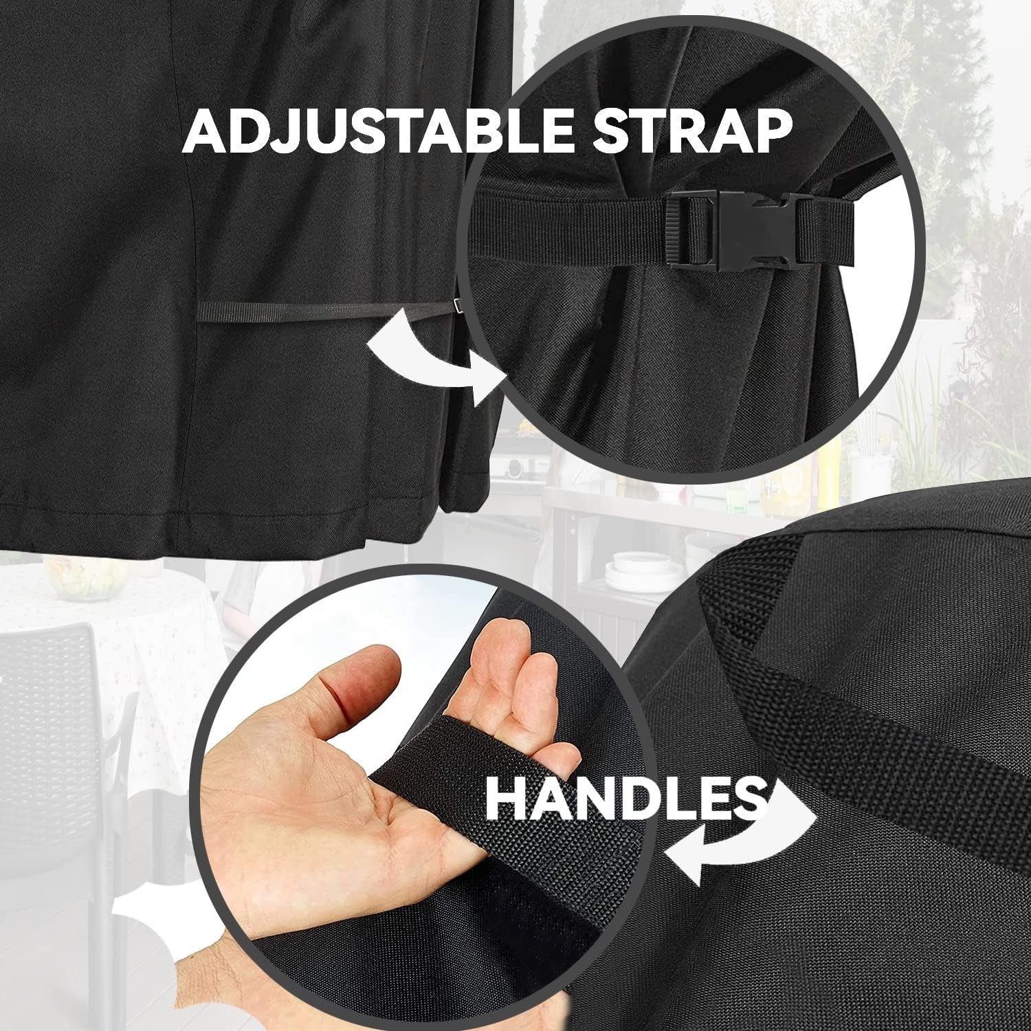 Heavy Duty Waterproof Outdoor Table Cover for 46" Utility Cart - Black