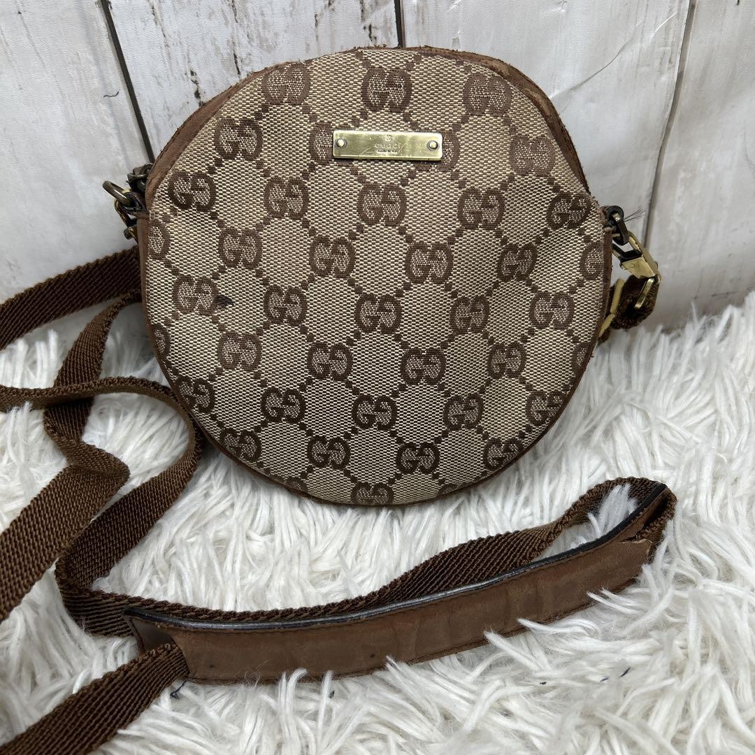 Gucci Gg Canvas Shoulder Bag Logo Leather Pochette Brown Designer Crossbody