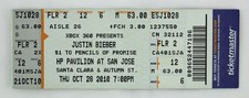 Justin Bieber Concert Ticket Stub - San Jose, California - 2010 - Used
