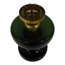 Holmegaard Mini Victoria Green Dark Glass Danish Art Deco Oil Lamp Michael Bang