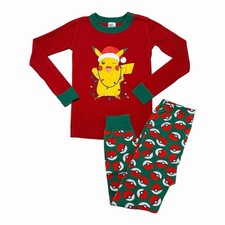 Hanna Andersson Pokemon Pikachu Holiday Long John Pajama Set Organic Cotton 6-7