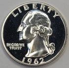 1962 Gem Proof Cameo Washington Quarter 90% Silver