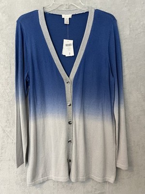 NWT Chico s Peyton Cardigan Sz 2 Ombre Nikko Blue Women s Sweater