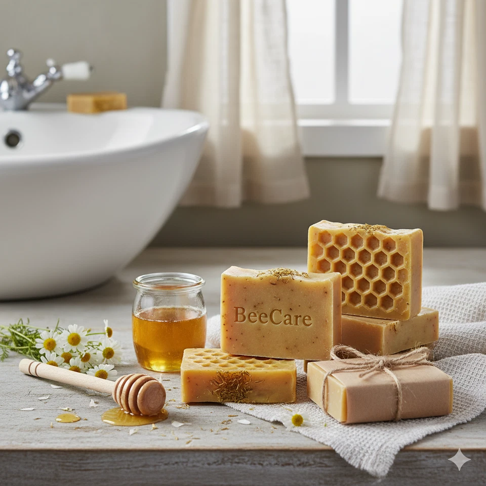 Handmade Honey & Chamomile Natural Soap Bars Set of 3 – Moisturizing Gentle Skin - Image 2 of 4