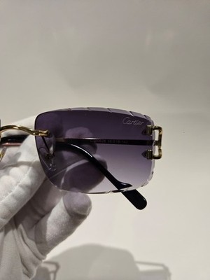 Cartier Big C Diamond Cut PURPLE Frameless Lens Gold Frame