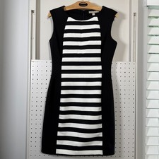 Banana Republic Sheath Dress Women's Black White Stretch Sleeveless Zipper - 2P