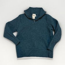Telluride Clothing Co. Youth M Hunter Emerald Green 1/4 Zip 100 WOOL Sweater