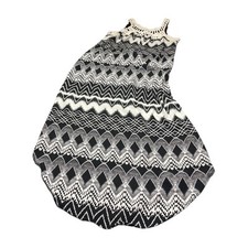 Ny Collection Maxi Dress Girls Small Black White Geometric Crochet Neck Back Zip
