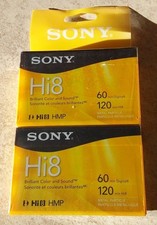 NEW Sony Hi8 60 Minute Digital8 / 120 Minute Hi8 Tapes - 2 Pack -
