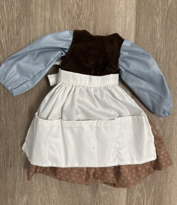 Vintage Robin Woods Blue Brown Peasant Doll Clothes w/ white Apron