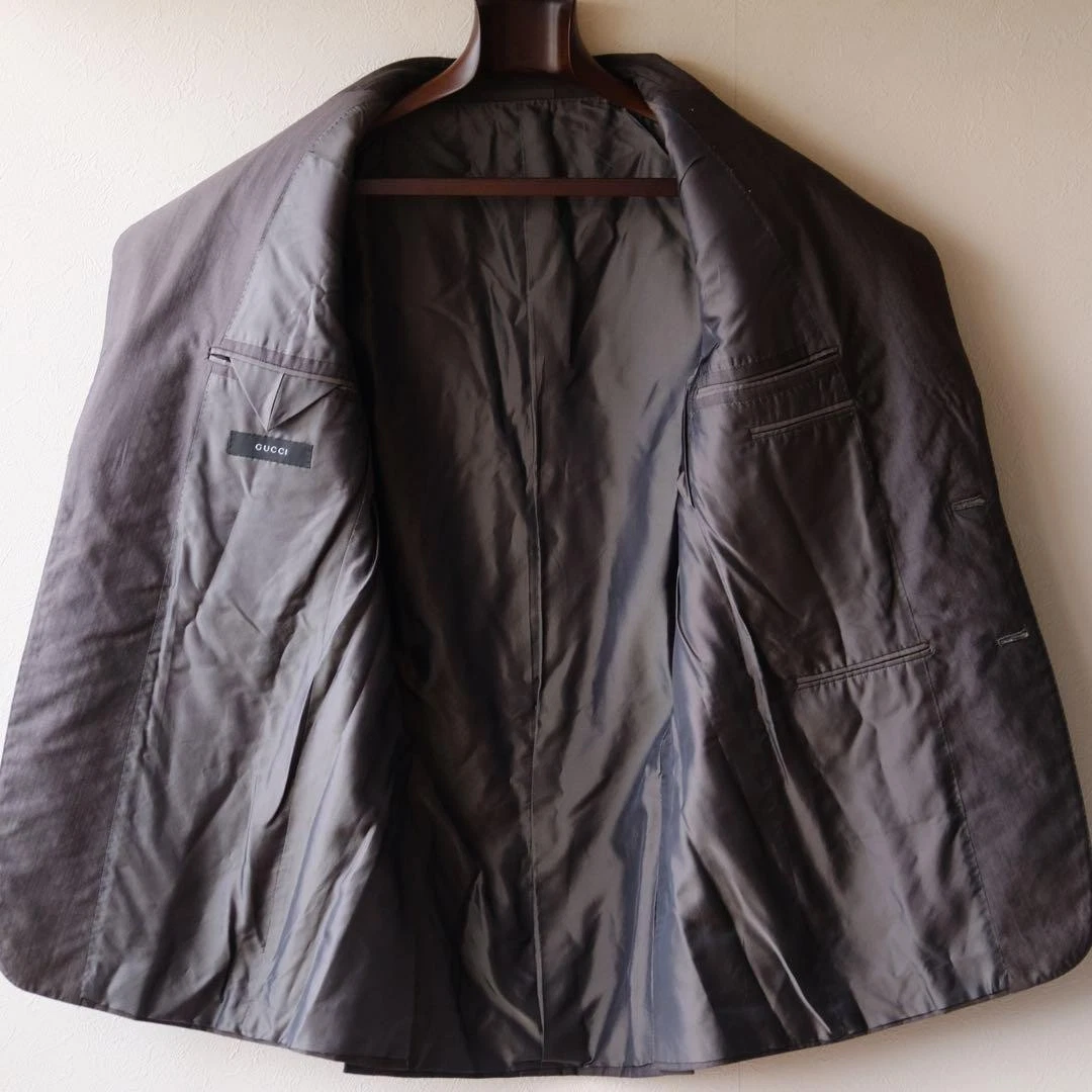 Giacca Gucci lana seta a punta grigio antracite 48 usata ottima lusso formale
