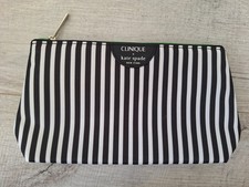 Clinique x Kate Spade Makeup Bag Blk/White Stripe Green/White Dot cosmetic pouch