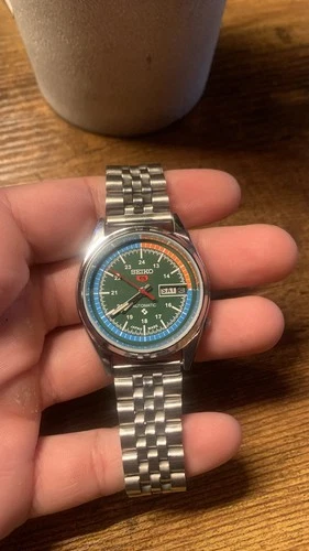 Vintage Seiko 5 Men's Watch Day/Date 6309 Automatic 1970s-1980s Green Dial