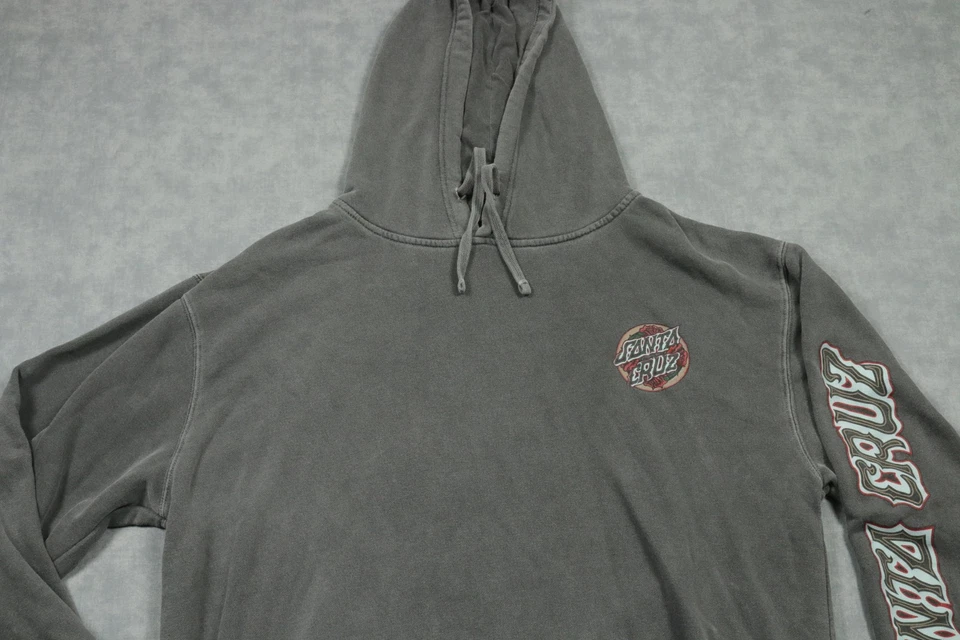Santa Cruz Sudadera con Capucha Para Hombres XL Gris Monopatín Logo Pullover Sudadera Gráfico Foto 3 de 4