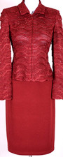 ST.JOHN Women's Red Metallic Studs Throughout Rhinestone Jacket NWT Skirt Sz 2-4