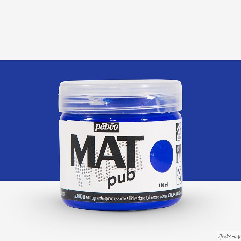 Pebeo Mat Pub Acrylic Paint Opaque Matt 140ml Ultramarine Blue Art Craft