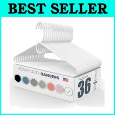 Heavy Duty Plastic Hangers 36 Pack – White - 8lb Capacity
