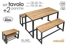 TAVOLO + 2 PANCHE TAVOLINO GIARDINO PIC NIC CAMPEGGIO TERRAZZO LEGNO METALLO