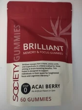 Beauty Society Brilliant Gummies ACAI Berry  New Sealed Memory Focus new