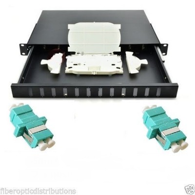 1U OM3 OM4 LC Duplex Fiber Patch Panel 12 Port Rackmount Loaded -8789