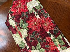 Handcrafted-Quilted Table Runner- NEW Christmas 2024 - Poinsettias, Other Floral