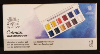   Winsor & Newton Cotman Watercolour Sketchers Pocket Set 13 Pieces w Brush NEW