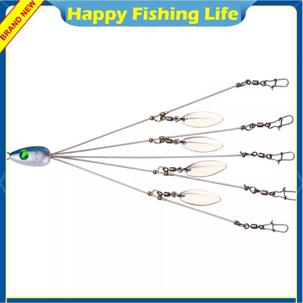 5PCS Alabama Rigs 5 Arms 4 Blades Umbrella Rig Fishing Lure 22cm Bait Kit Tackle - Image 4