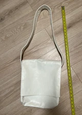 Vintage 1980's Village Tannery White Leather Bag: Flap, Zip & Inner Zip Pocket