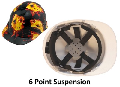 Flaming Aces Cap Style Hydro Dipped Hard Hats with Ratchet Suspension