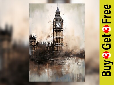 Zeitlose Eleganz: Big Ben Aquarell Gemälde Druck Iconic London Landmark 5x7