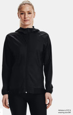 Under Armour Women's Woven Reversible Full Zip Sweater, Black, Size M