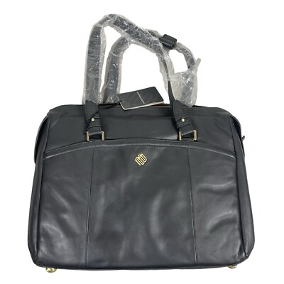 Marshall Bergman 15'' schwarze Leder Laptoptasche, neu mit Etikett