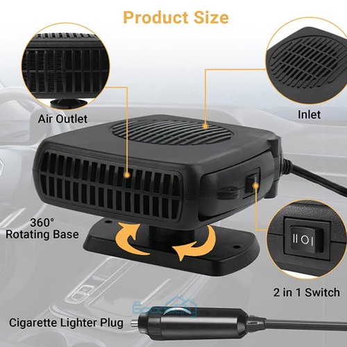 Car Heater 12V 200W Heating Fan Defroster Demister Plug in Cigarette Lighter - Picture 12 of 19