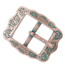 Engraved Center Bar Buckle Antique Copper 5/8" 7636-90