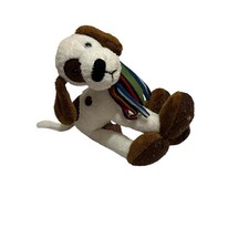 Russ Berrie Long Legs White Dog Brown Spots Soft Toy Plush Posable 6"