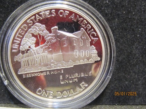Capsuled Commemorative 90% Silver Dollar No box/COA 1990 P IKE Eisenhower PROOF - Picture 2 of 2
