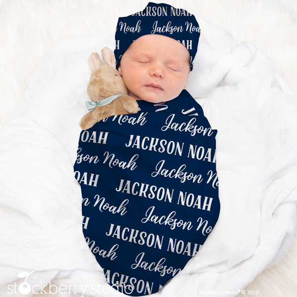 Baby Boy Swaddle Hat Headband Coming Home Hospital Outfit Personalized Gift